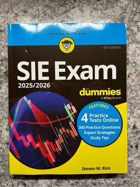 SIE Exam 2025/2026 for Dummies Study Guide - Yellow, Black, Blue